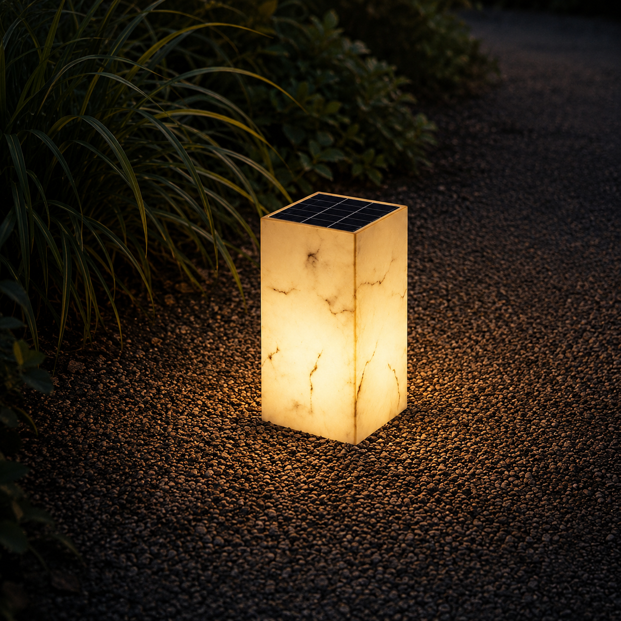 Solar Marble Cube Garden Outdoor Light Modern Design | Ilvenco