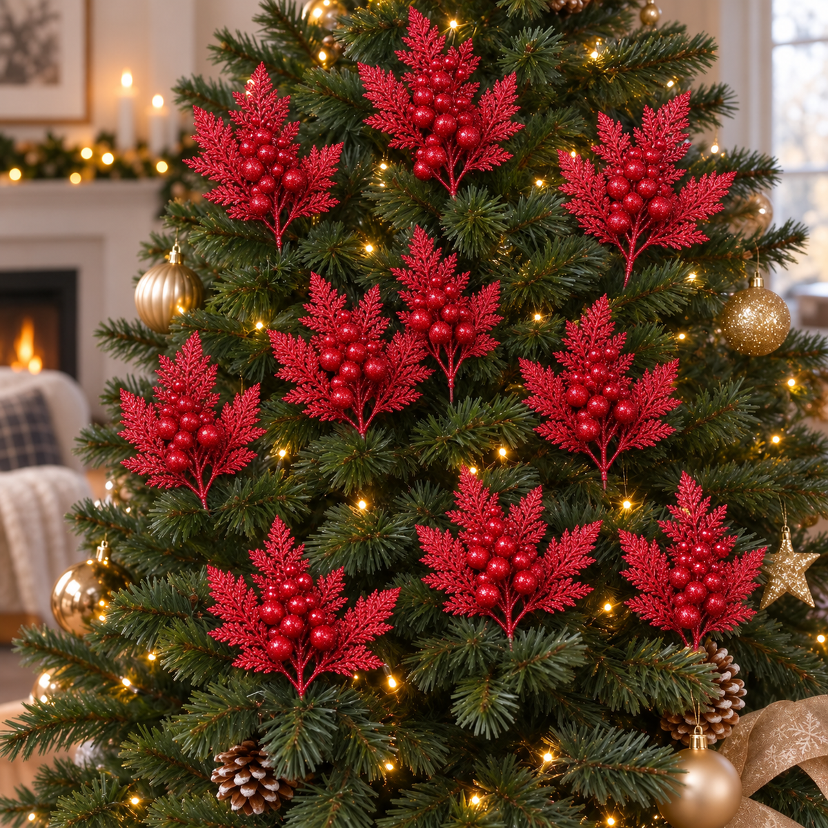 Sparkling Christmas Tree Berry Picks 