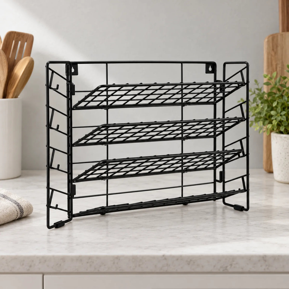 Spice Rack Foldable Four Tier Wire Organizer