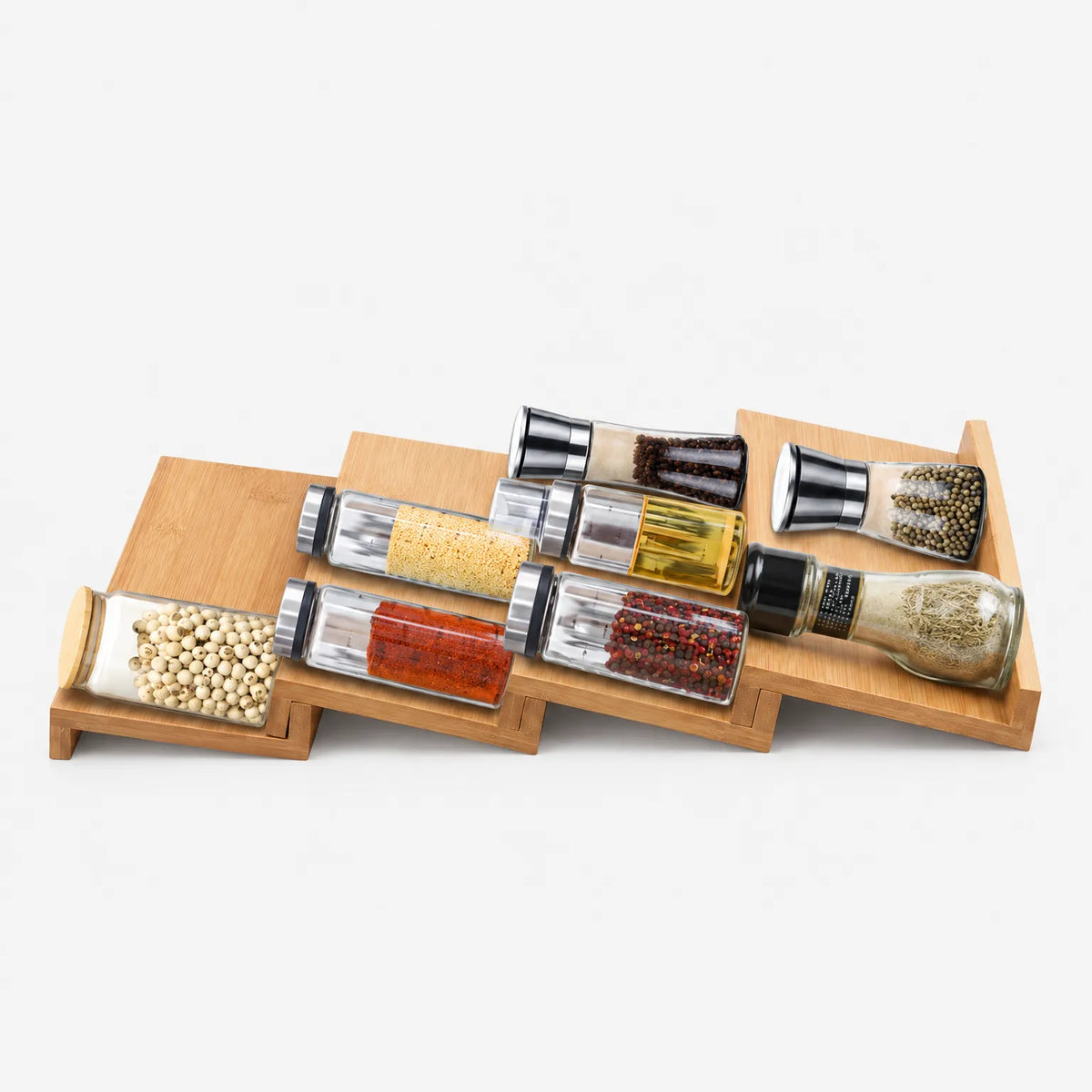 Spice Rack Four Tier Bamboo Drawer Organizer