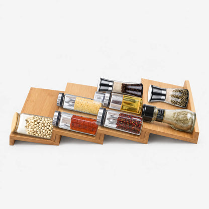 Spice Rack Four Tier Bamboo Drawer Organizer