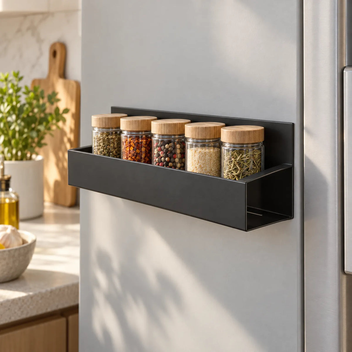 Spice Rack Magnetic Fridge Organizer with Strong Hold