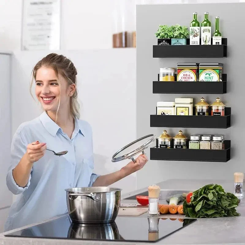 Spice Rack Magnetic Fridge Organizer with Strong Hold