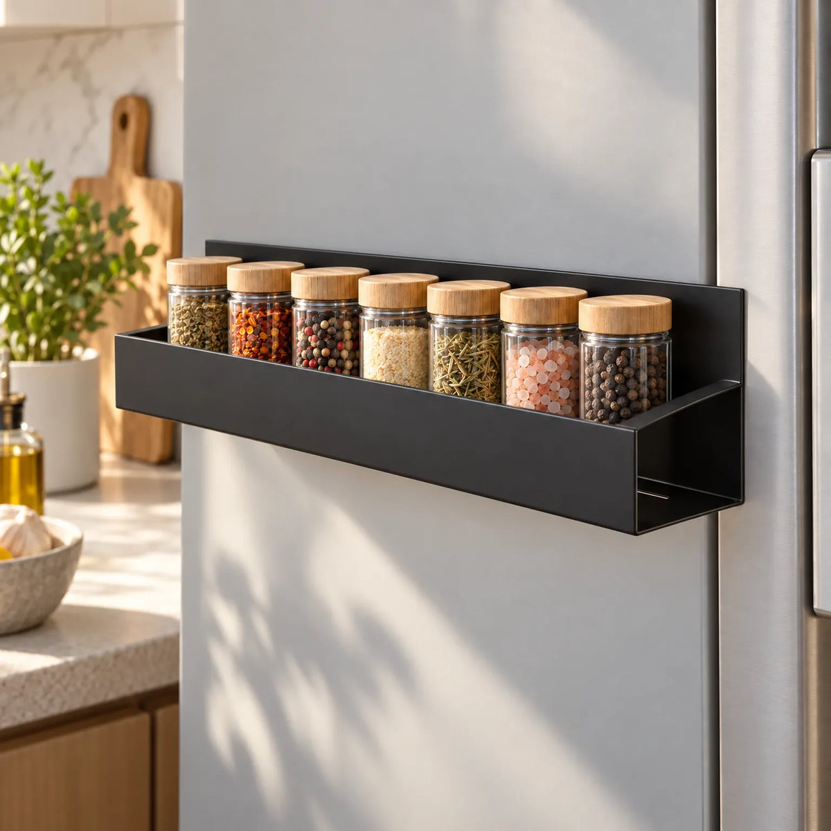 Spice Rack Magnetic Fridge Organizer with Strong Hold