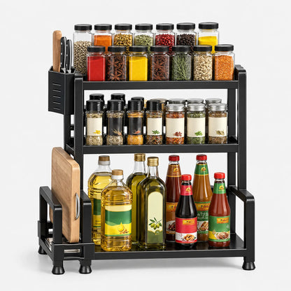 Spice Rack Three Tier Countertop Organizer with Utensil Holder