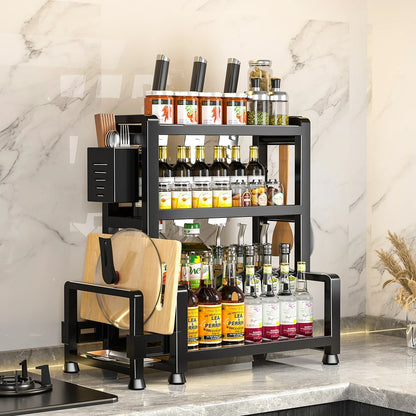 Spice Rack Three Tier Countertop Organizer with Utensil Holder