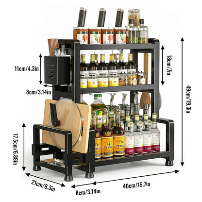 Spice Rack Three Tier Countertop Organizer with Utensil Holder