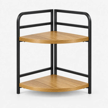 Spice Rack Two Tier Bamboo Corner Countertop Organizer
