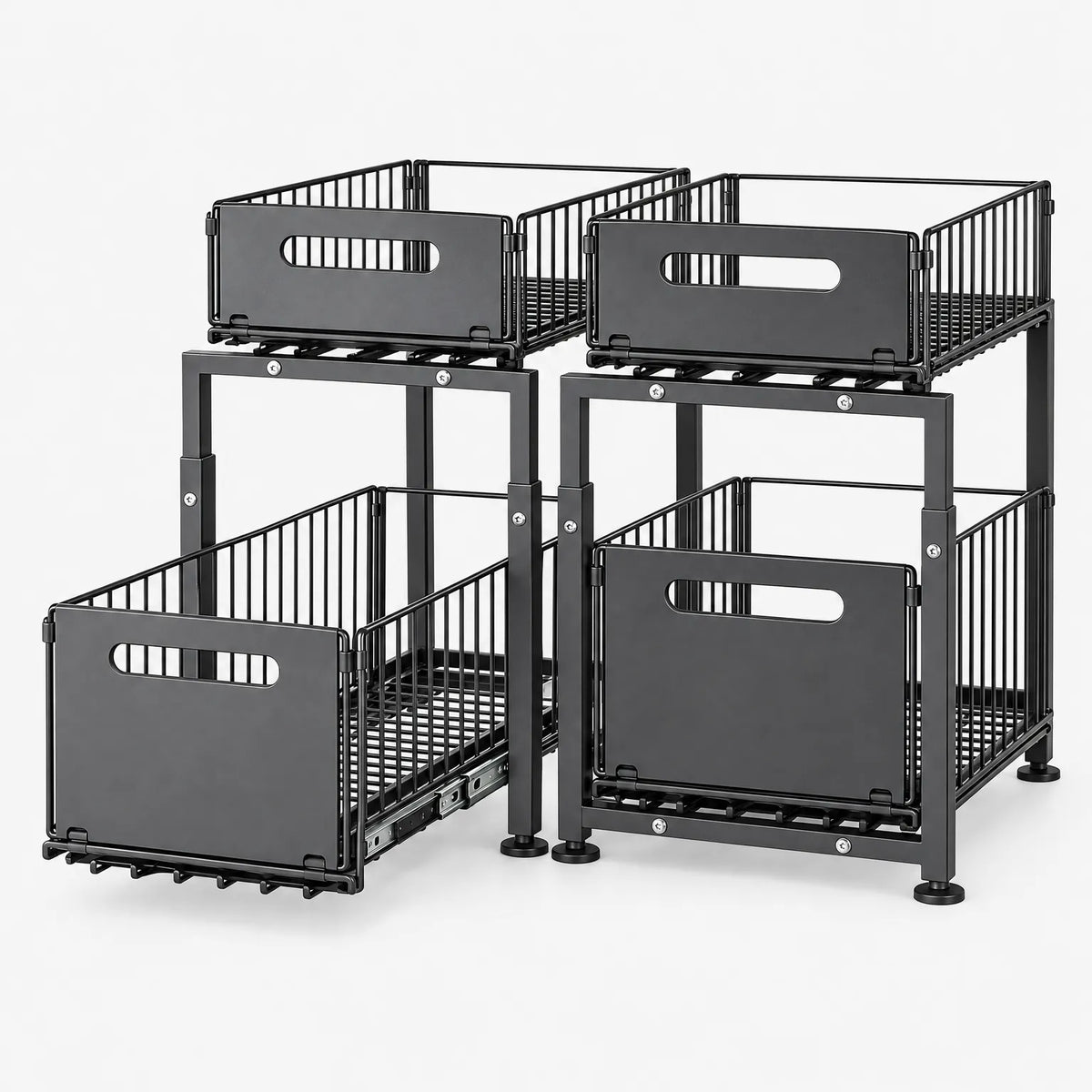 Spice Rack Two Tier Pull Out Organizer with Sliding Baskets