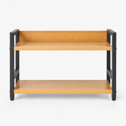 Spice Rack Two Tier Wood and Metal Countertop Shelf