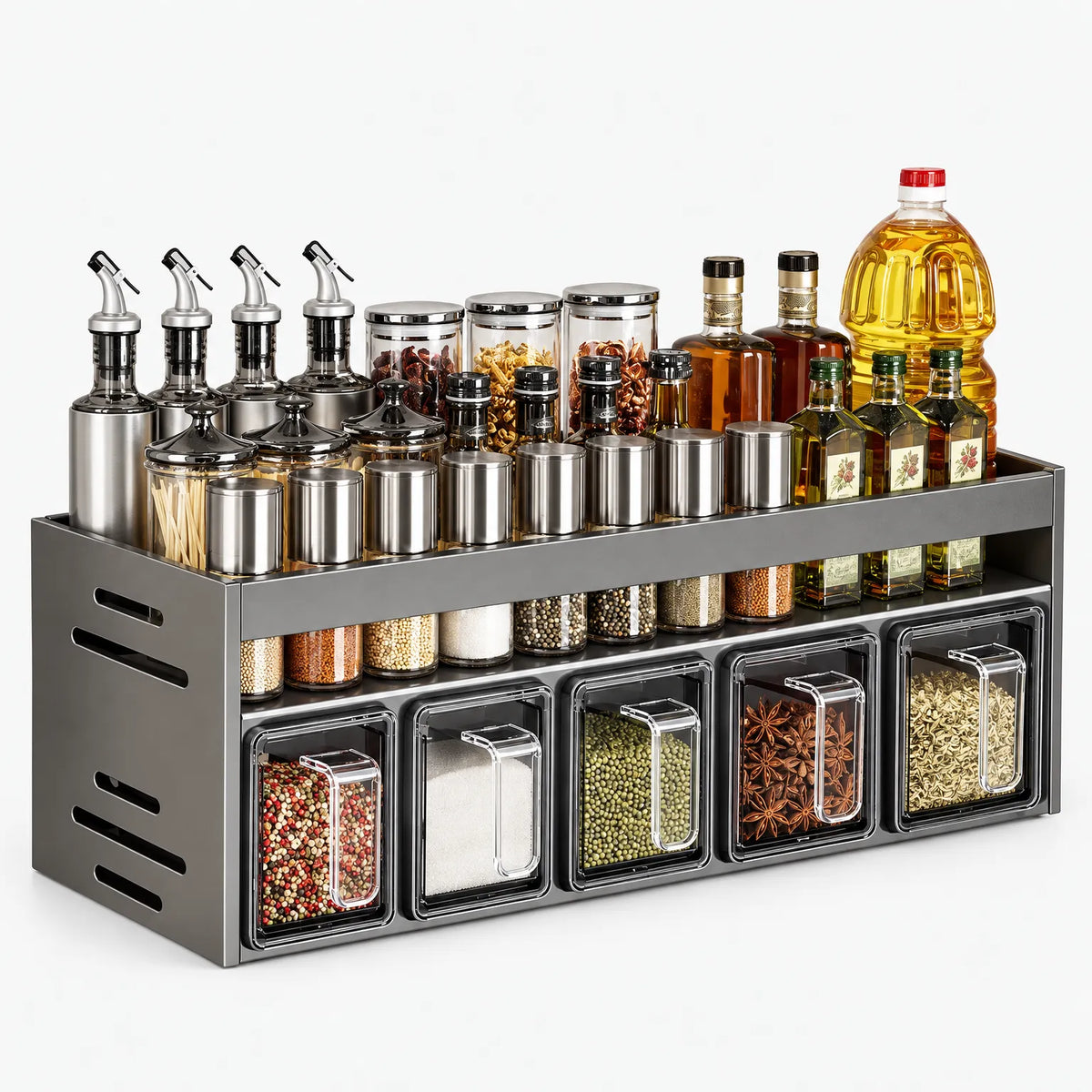Spice Rack Wall Mounted Organizer with Seasoning Containers