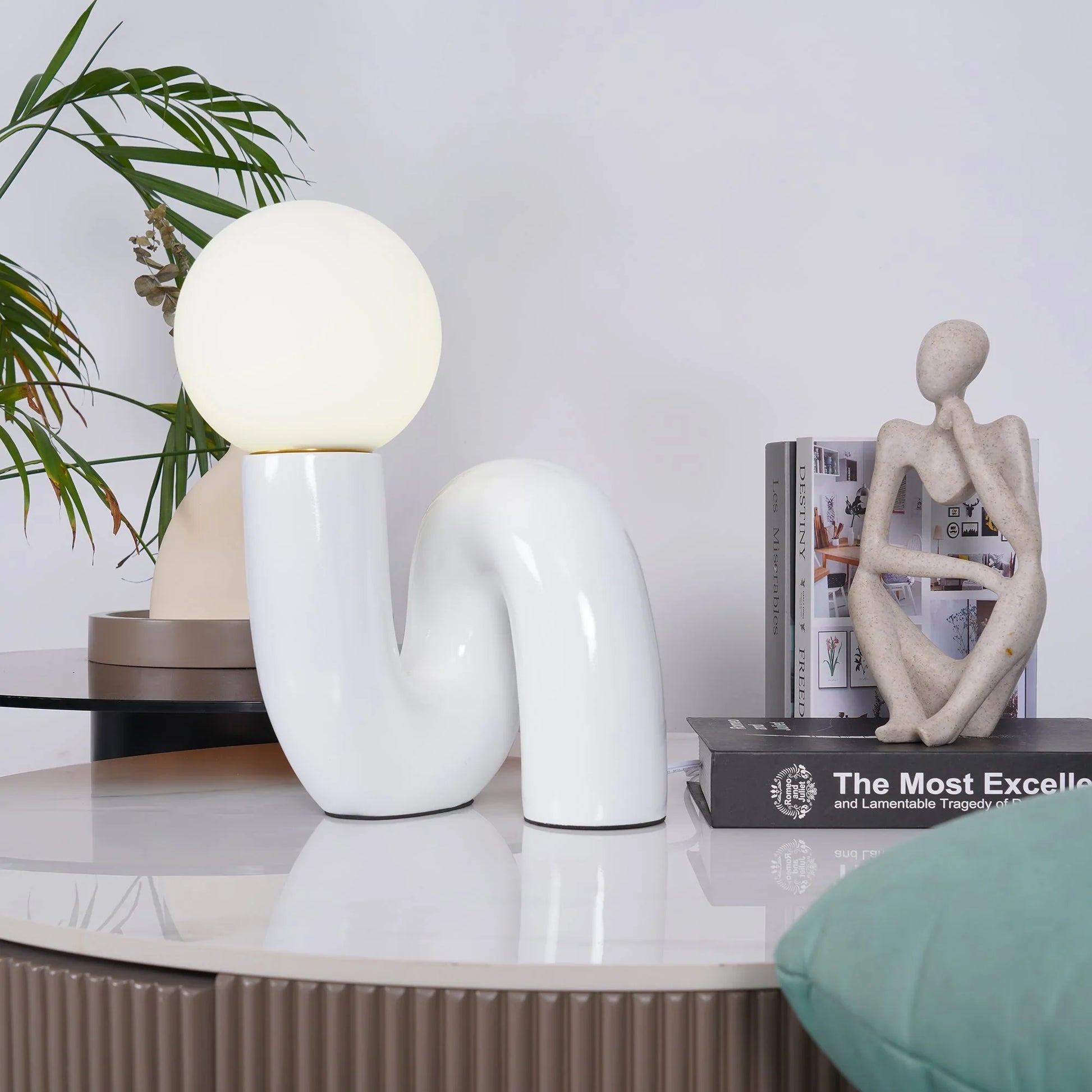 Spiral Glass Modern Accent Table Lamp | Polvian