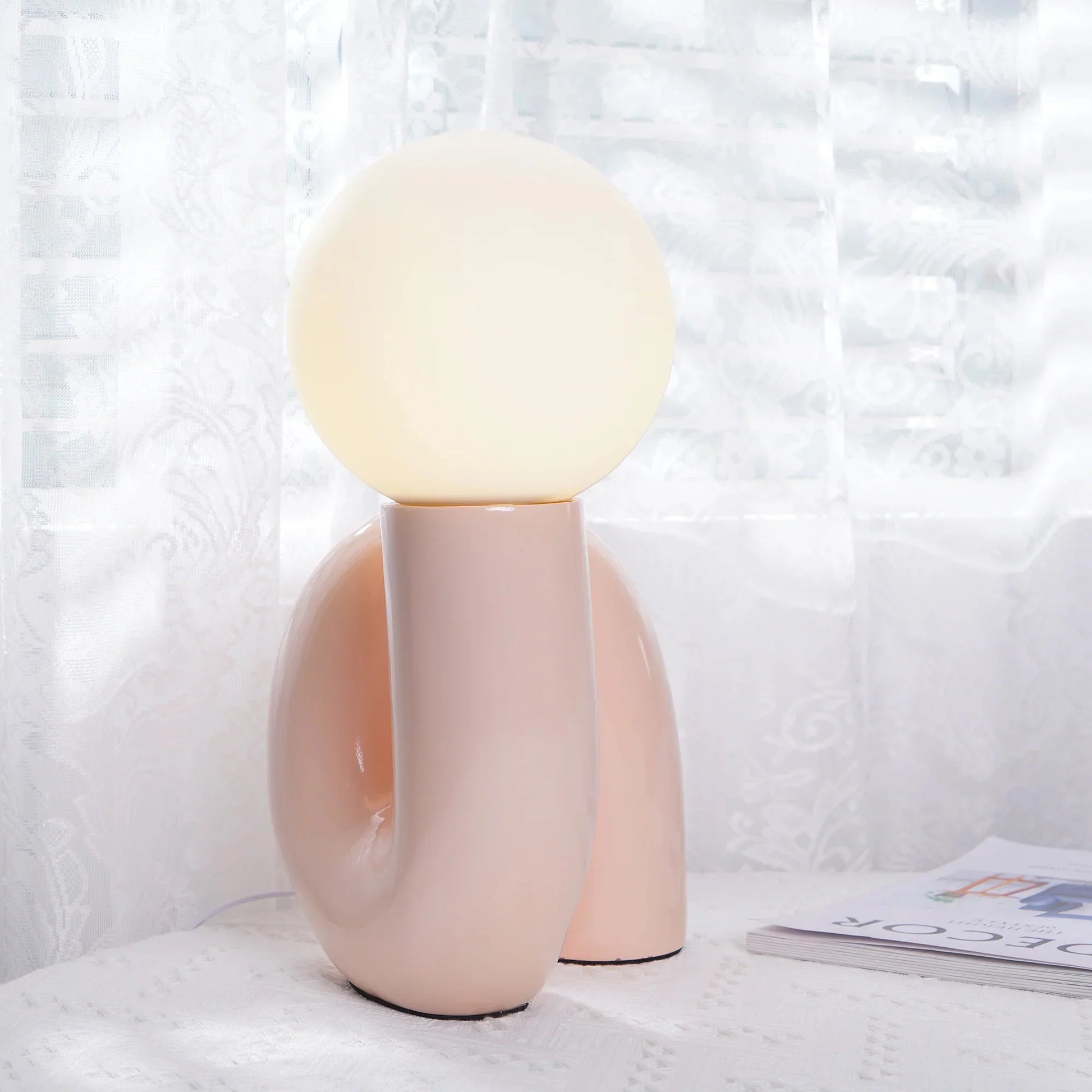 Spiral Glass Modern Accent Table Lamp | Polvian