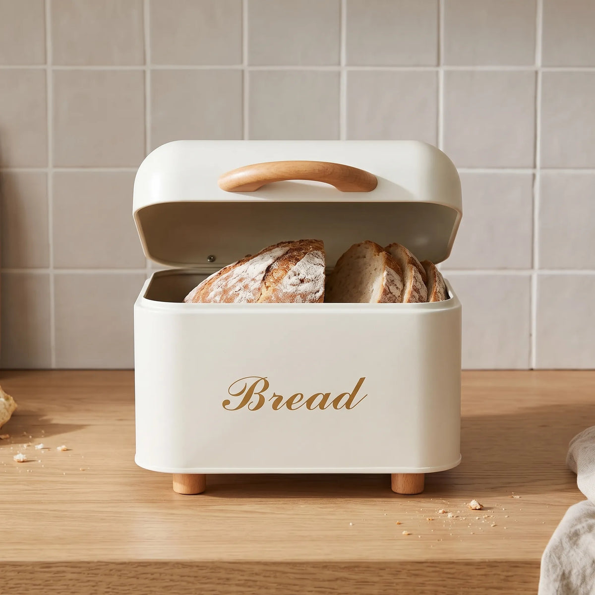 Square Countertop Flip Top Bread Box