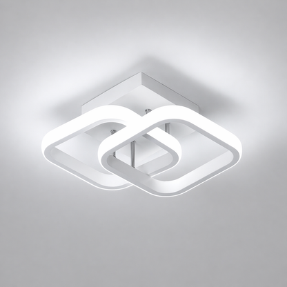 Square LED Ceiling Light in Black or White Metal | Livana