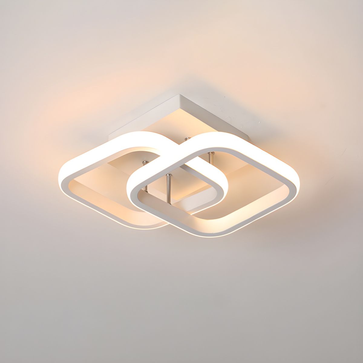 Square LED Ceiling Light in Black or White Metal | Livana