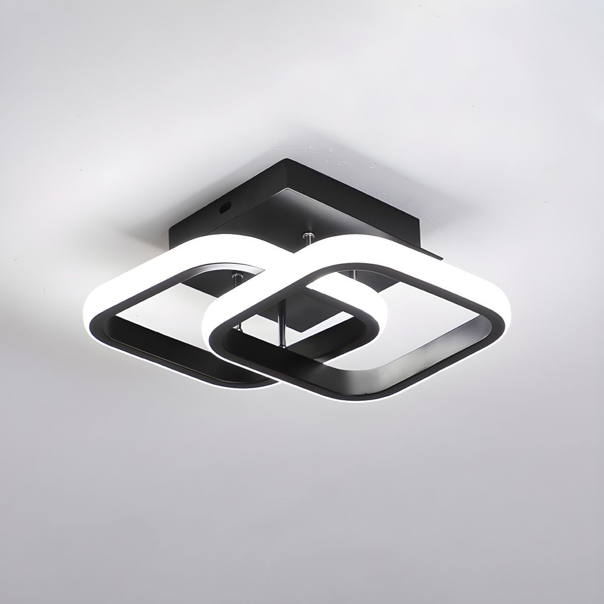Square LED Ceiling Light in Black or White Metal | Livana