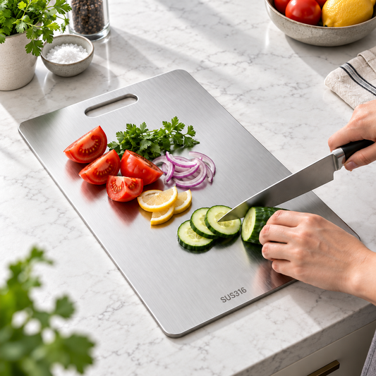 Stainless Steel Cutting Board Double Sided Kitchen Board
