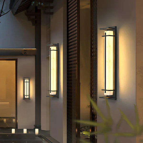 Stainless Steel Outdoor LED Wall Light Alabaster Finish | Ervona