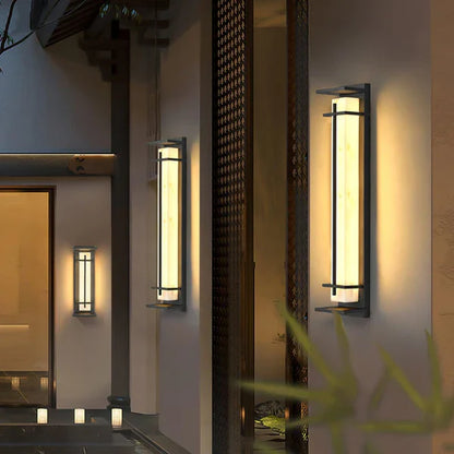 Stainless Steel Outdoor LED Wall Light Alabaster Finish | Ervona