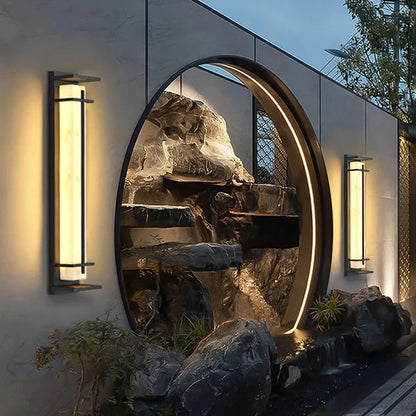 Stainless Steel Outdoor LED Wall Light Alabaster Finish | Ervona