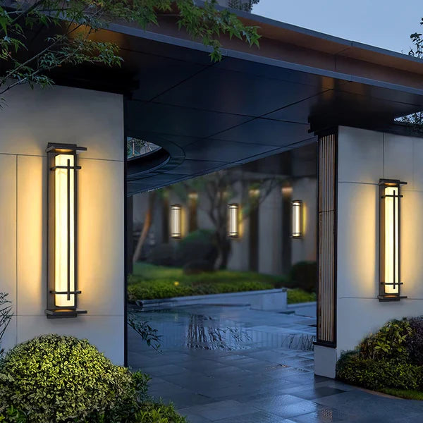 Stainless Steel Outdoor LED Wall Light Alabaster Finish | Ervona