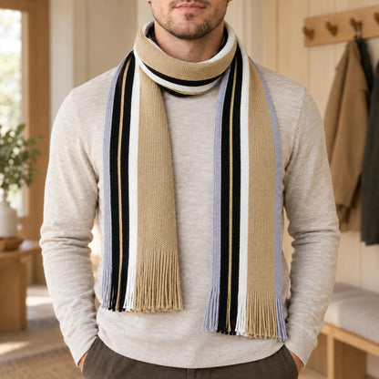 Striped Knit Winter Scarf
