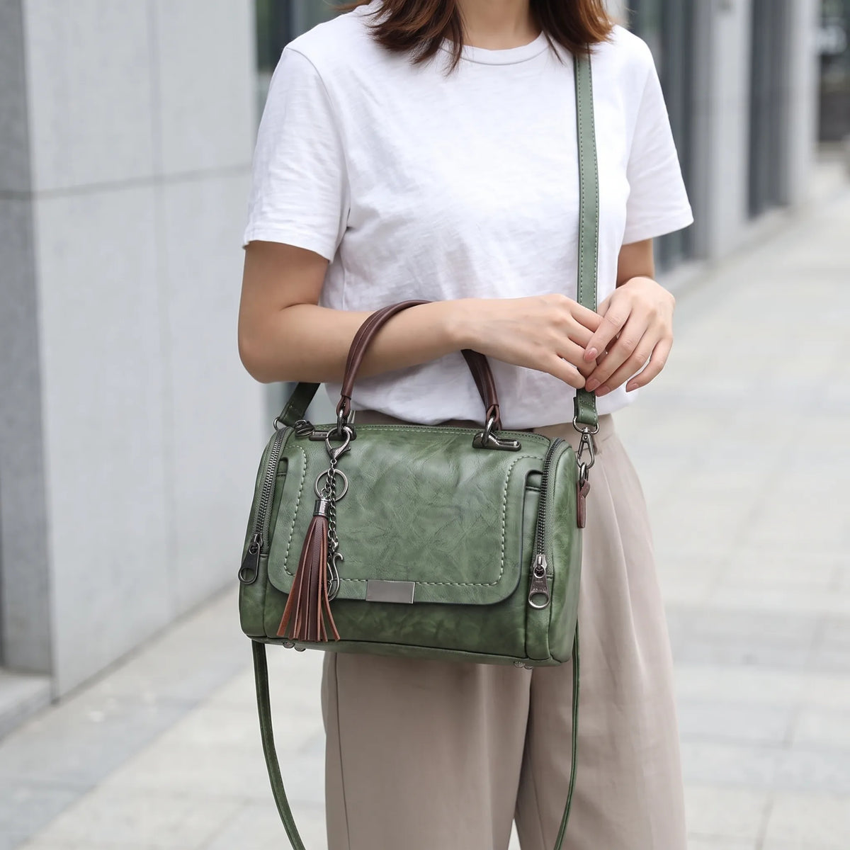 Structured Boston Crossbody Bag