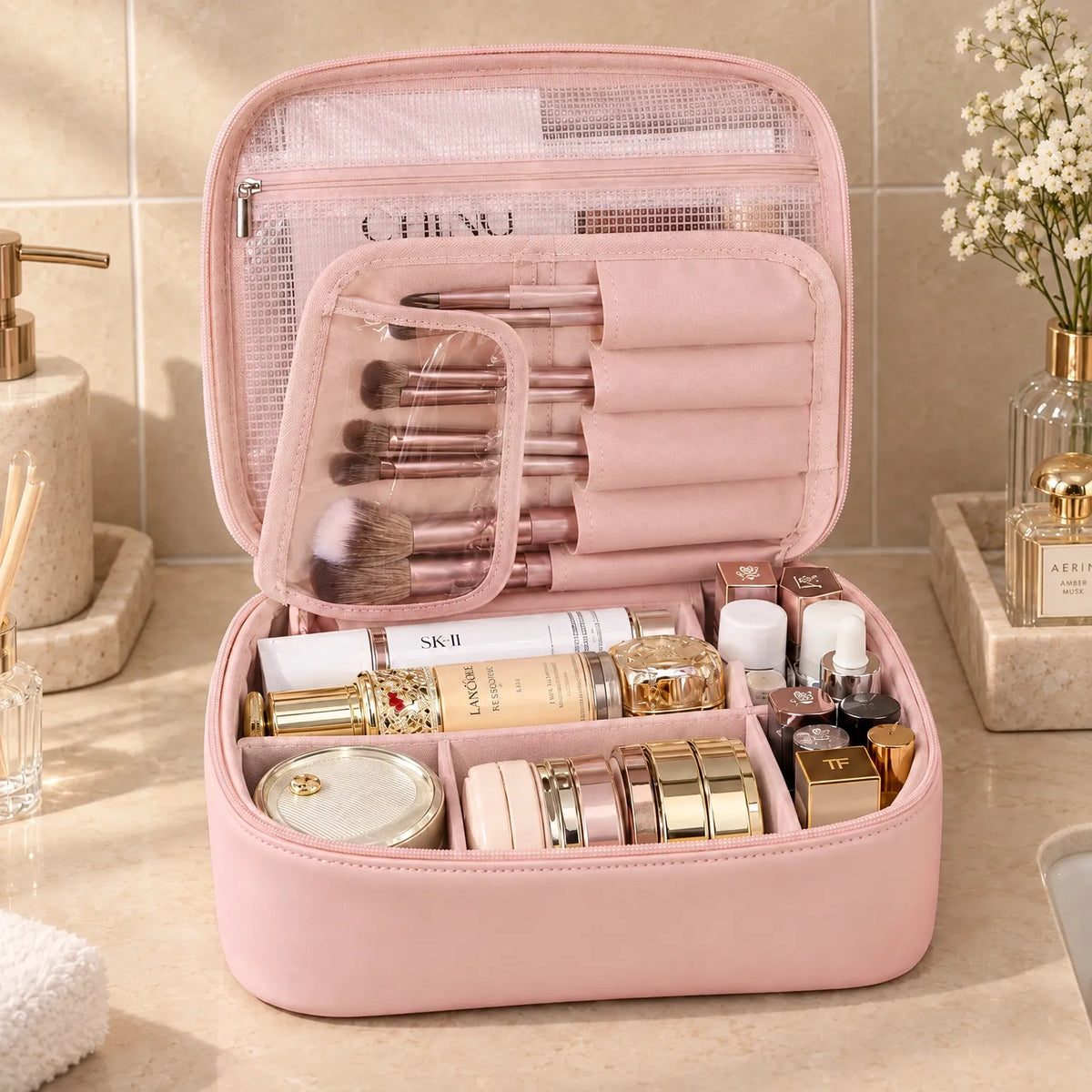 Structured PU Cosmetic Organizer Bag