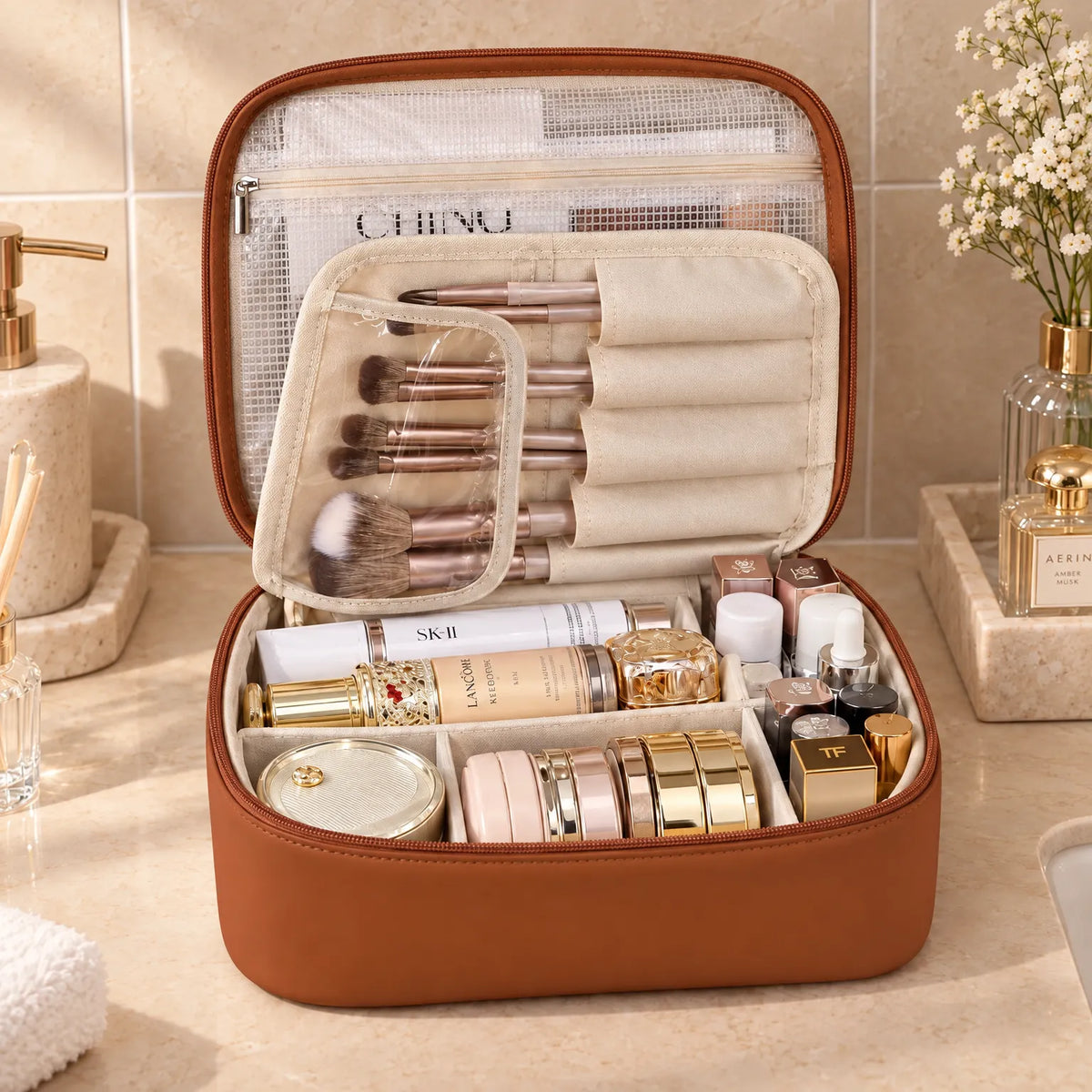 Structured PU Cosmetic Organizer Bag
