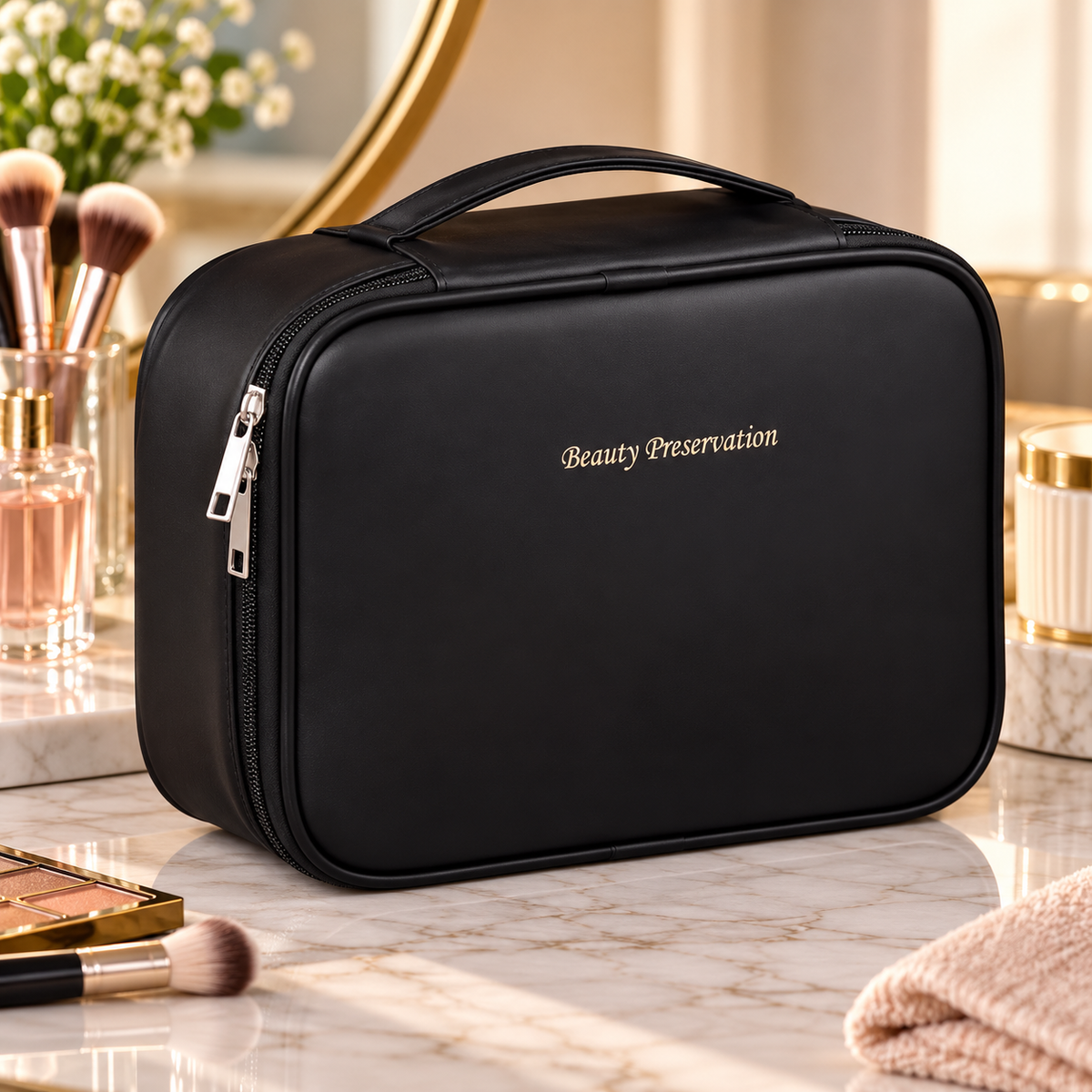 Structured PU Cosmetic Organizer Bag