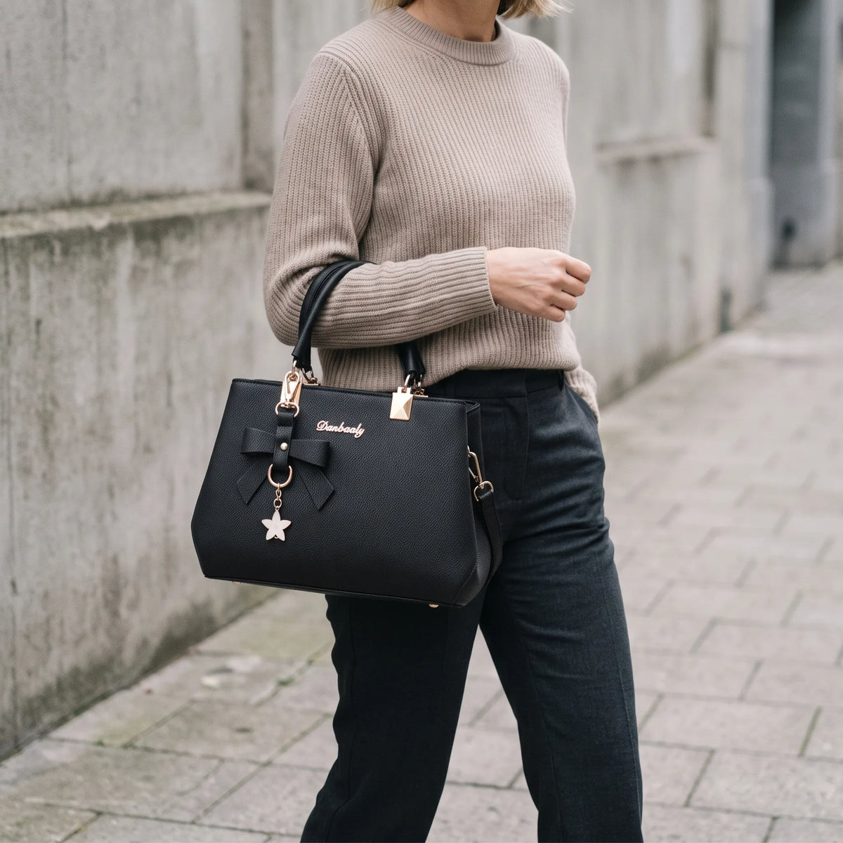 Structured Shoulder Bag With Card Wallet