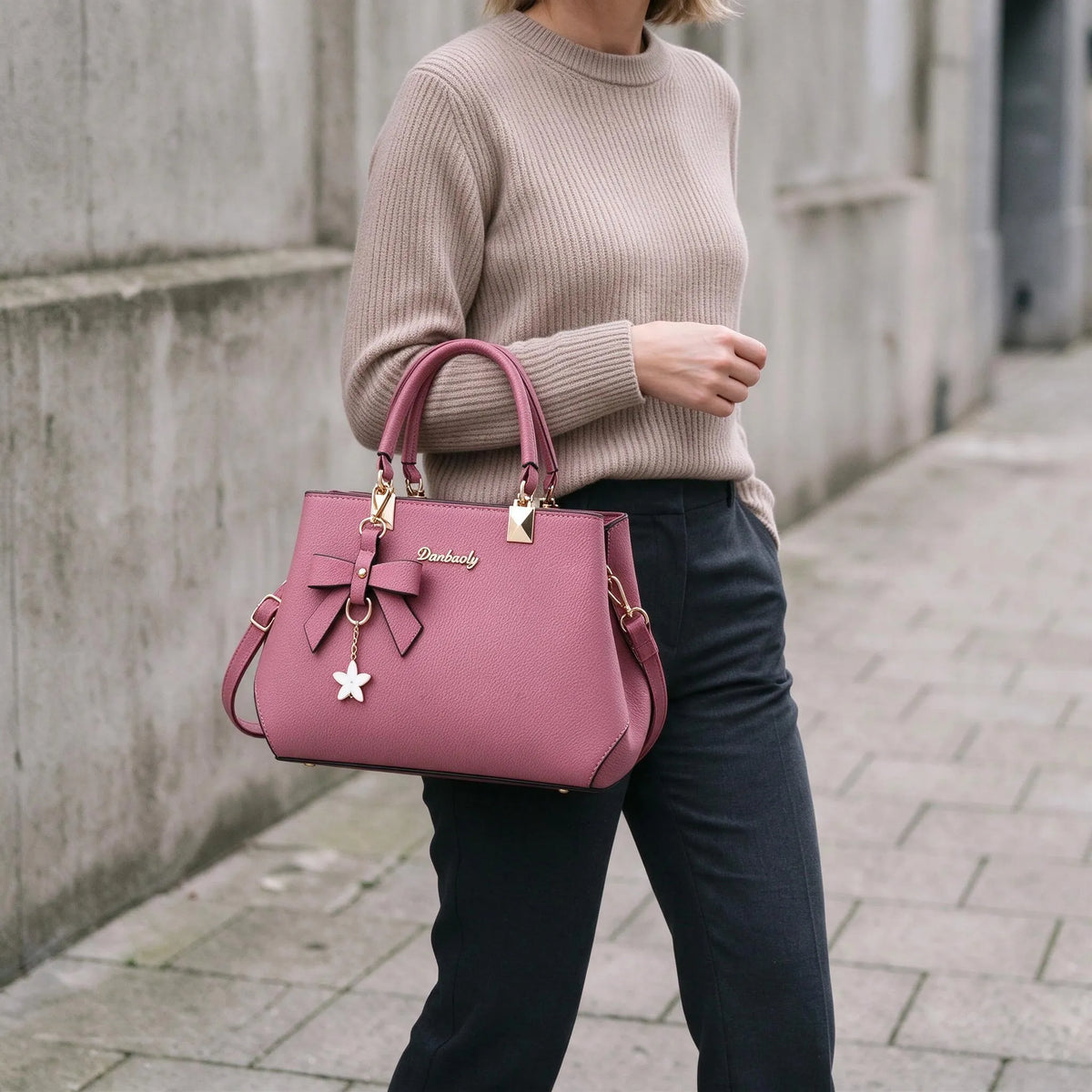 Structured Shoulder Bag With Card Wallet