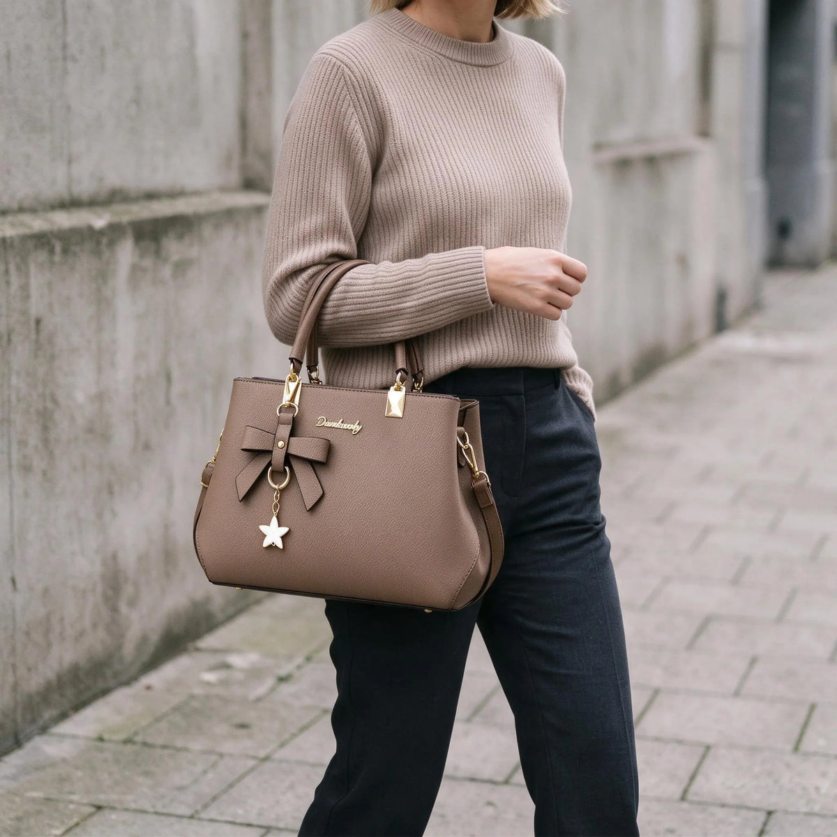 Structured Shoulder Bag With Card Wallet
