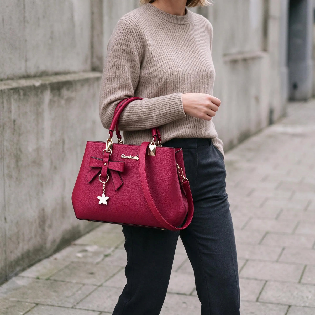 Structured Shoulder Bag With Card Wallet