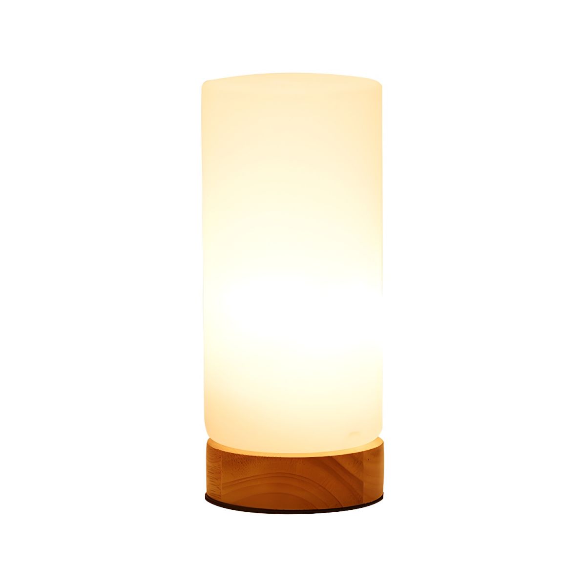 Table Lamp with Glass Cylinder Shade Wood Industrial | Calume