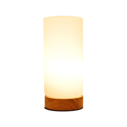 Table Lamp with Glass Cylinder Shade Wood Industrial | Calume