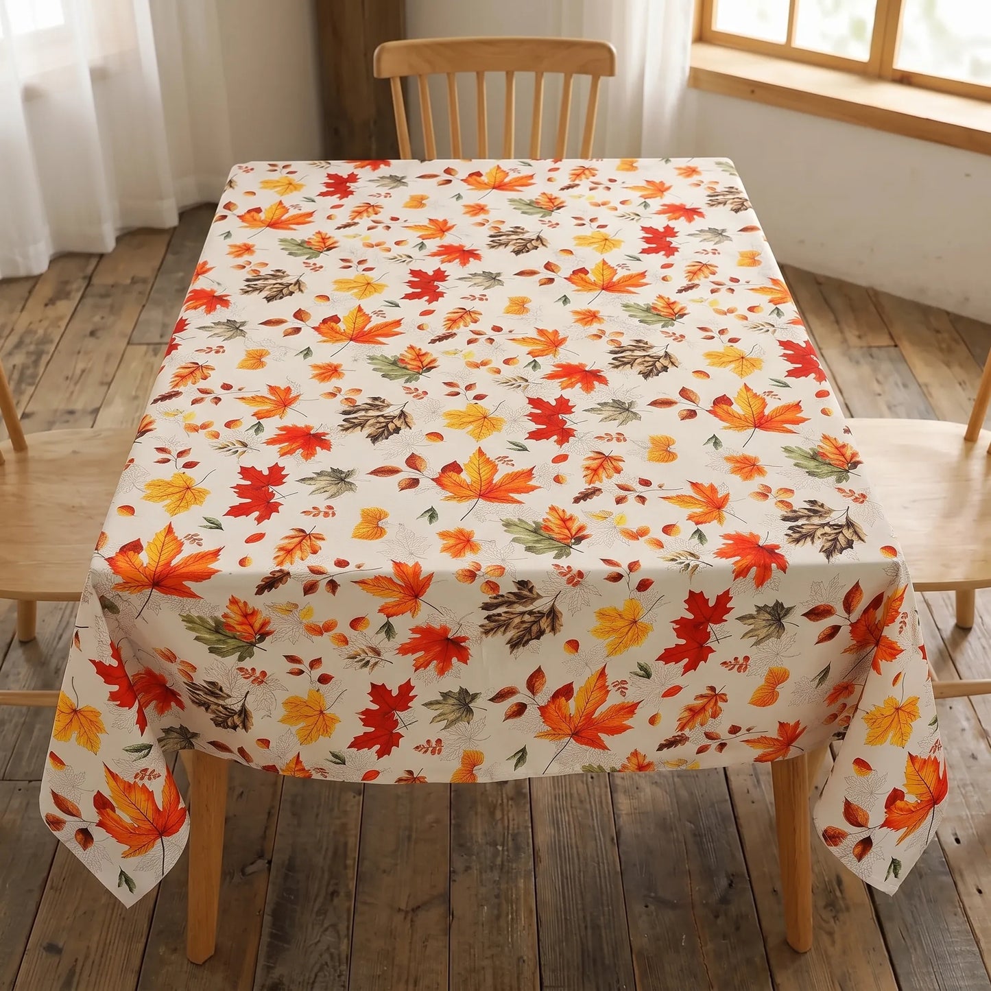Tablecloth for Fall Thanksgiving with Autumn Leaves