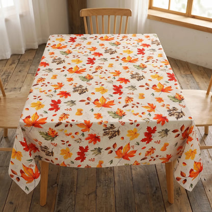 Tablecloth for Fall Thanksgiving with Autumn Leaves