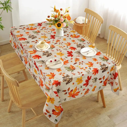 Tablecloth for Fall Thanksgiving with Autumn Leaves