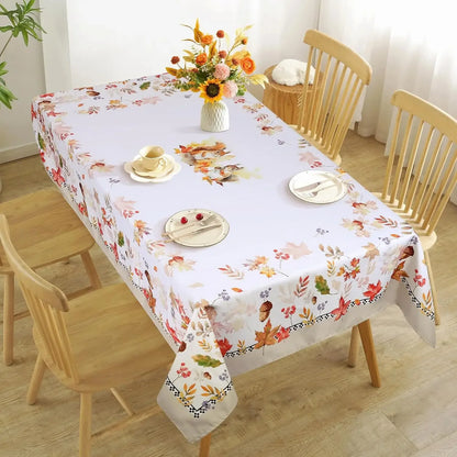 Tablecloth for Fall Thanksgiving with Autumn Leaves