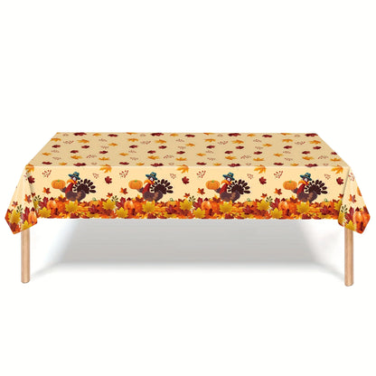 Tablecloth for Fall Thanksgiving with Pumpkin and Autumn Leaves