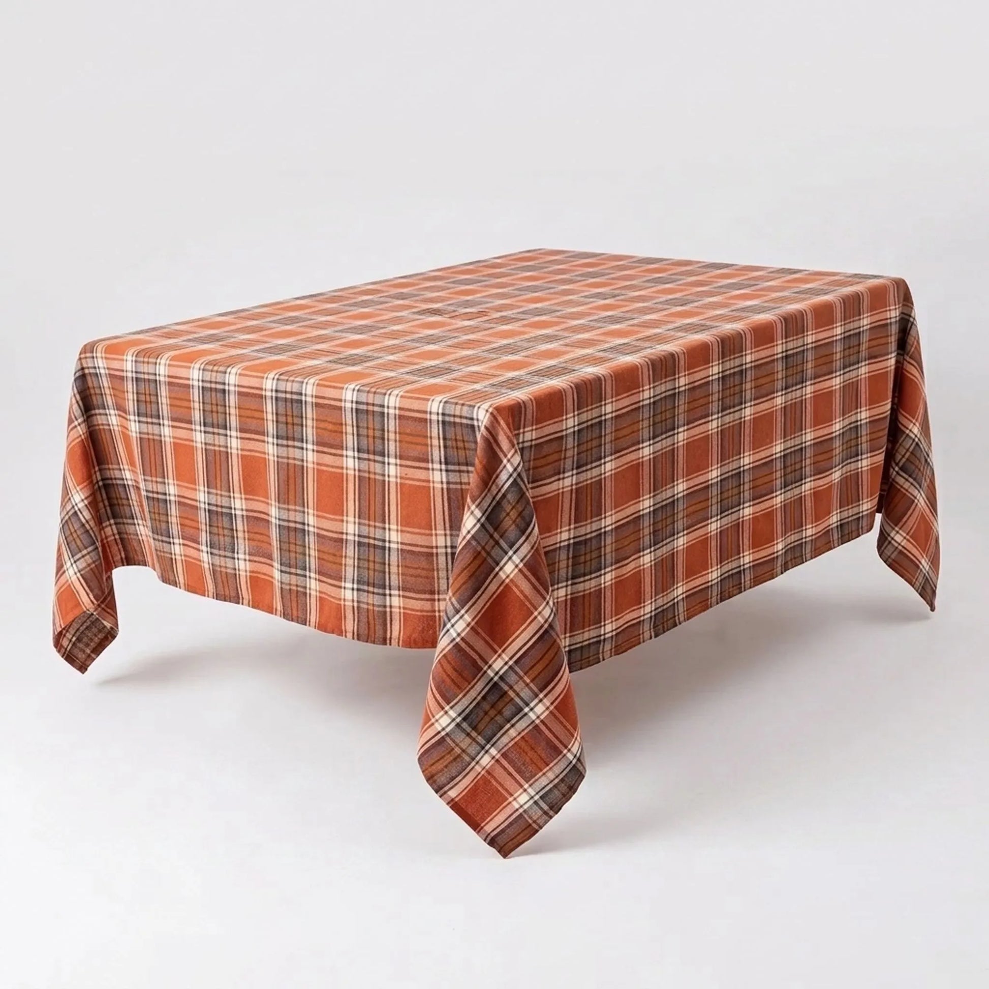 Tablecloth for Fall Thanksgiving with Red Plaid Design