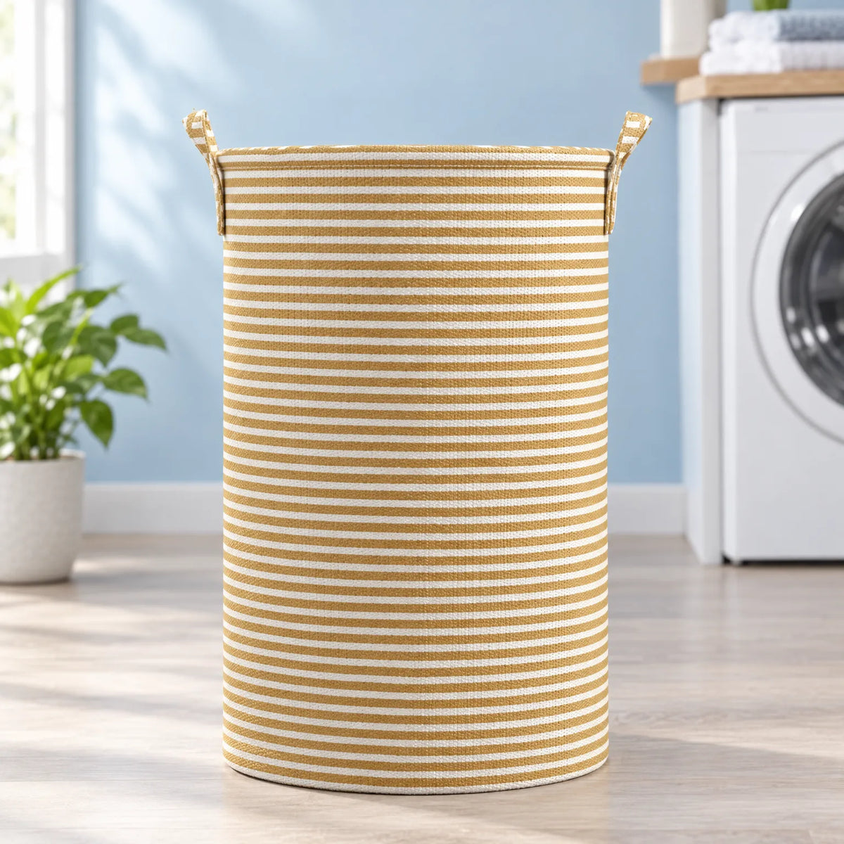Tall Foldable Fabric Laundry Basket with Carry Handles