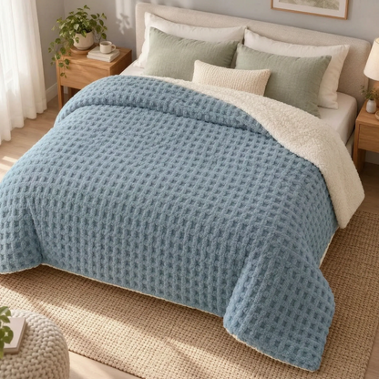 Textured Fleece Winter Comforter with Sherpa Style Lining