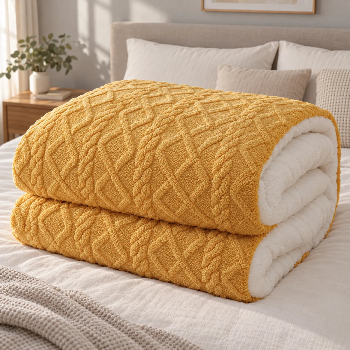Textured Weighted Winter Comforter with Fleece Lining