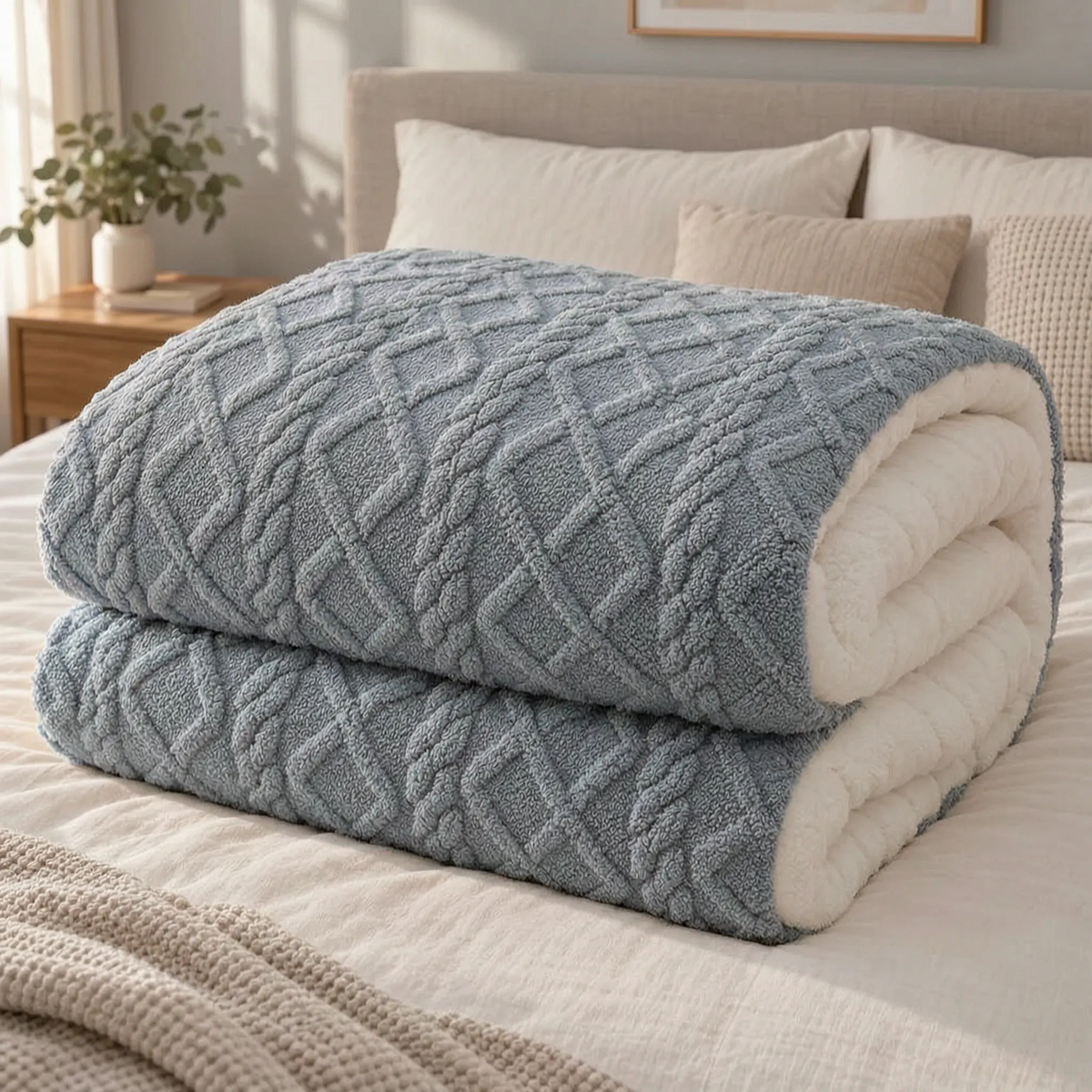Textured Weighted Winter Comforter with Fleece Lining