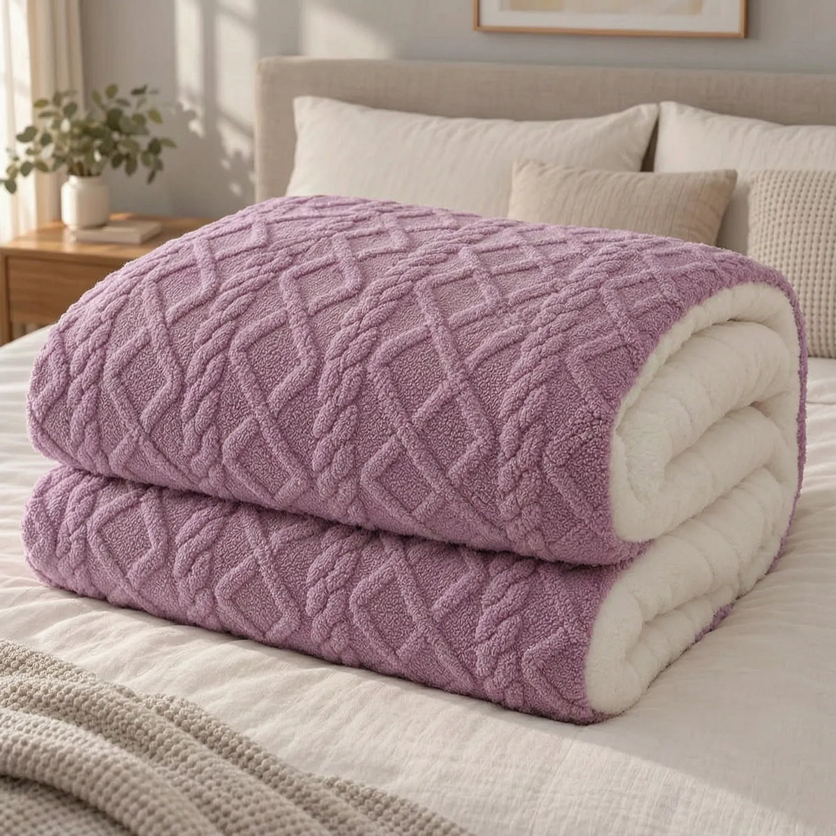 Textured Weighted Winter Comforter with Fleece Lining