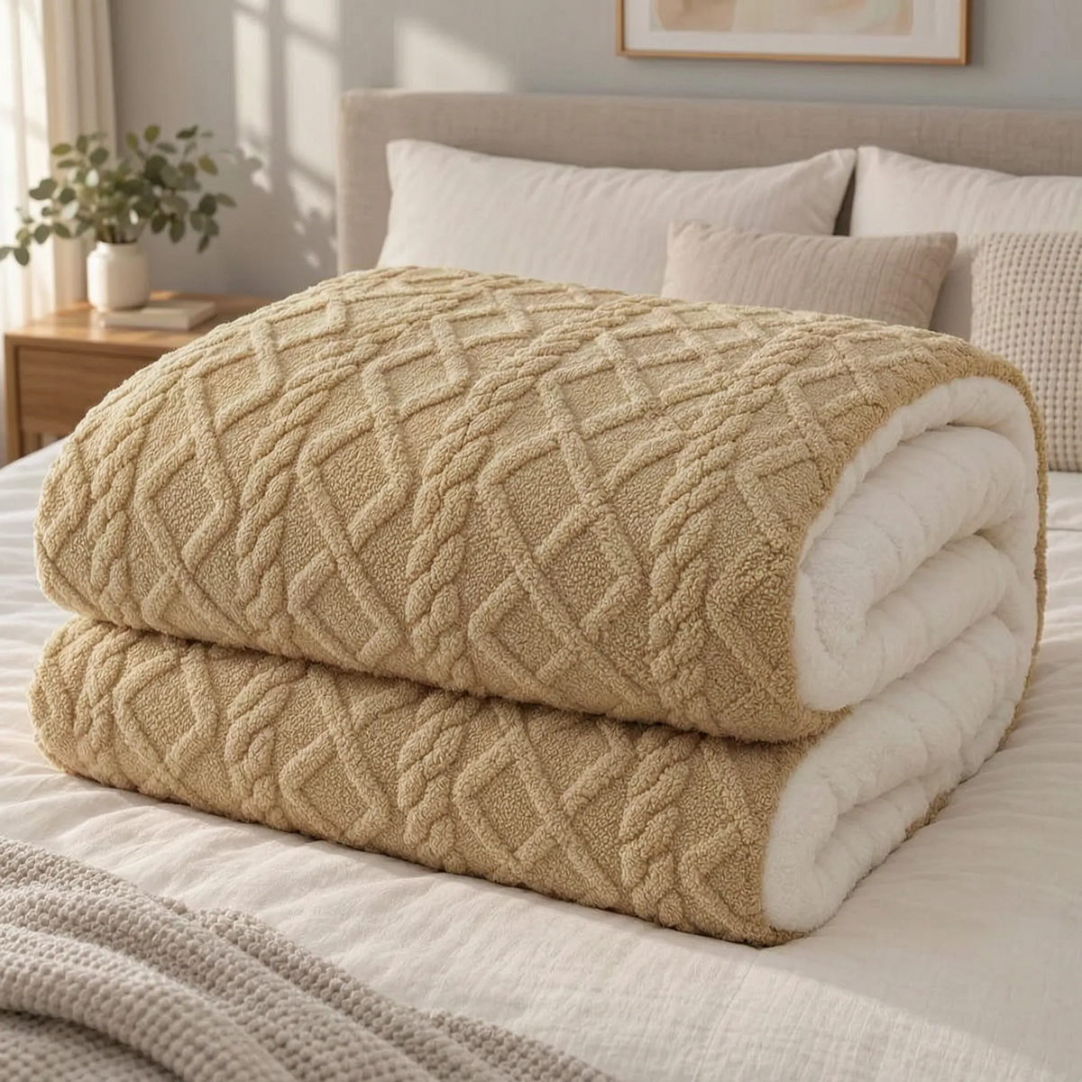 Textured Weighted Winter Comforter with Fleece Lining