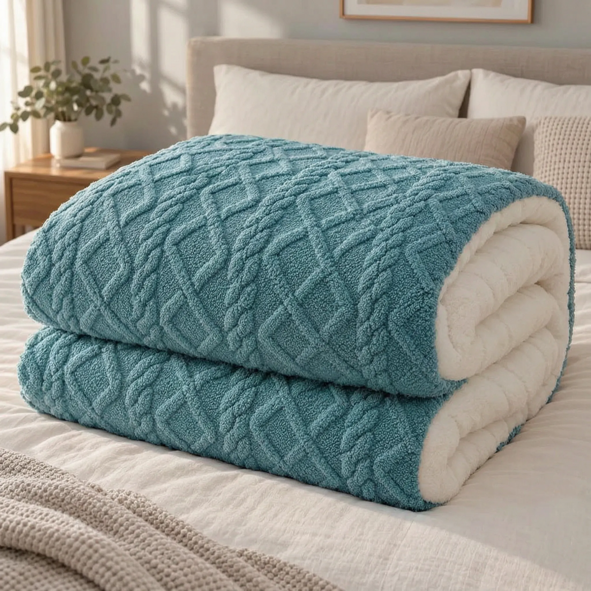 Textured Weighted Winter Comforter with Fleece Lining